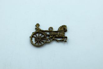 Horse cart Englishmen Black Metal Charm (Pack of 10)