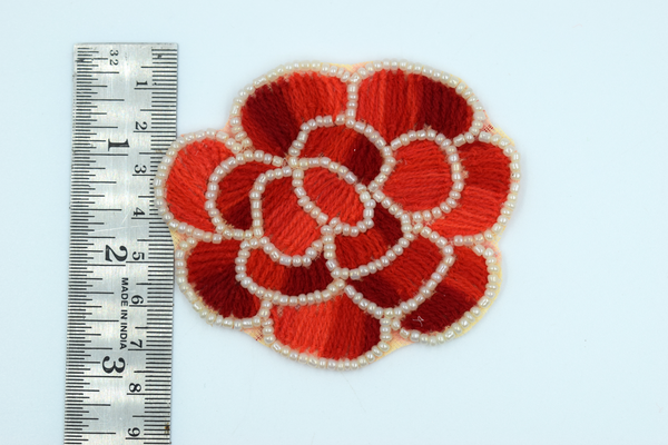 Big Red Rose Flower Buti (2 Pc) 3 inch