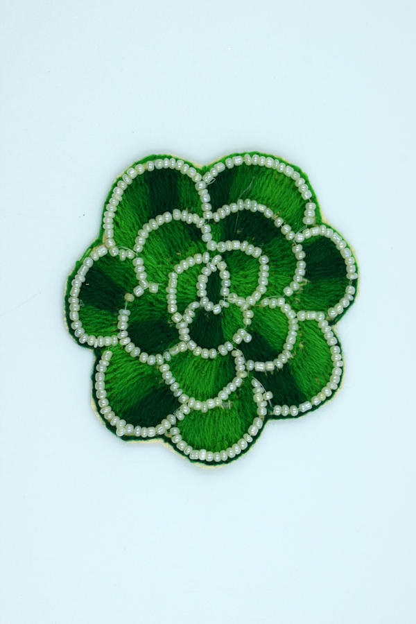 Big Green Rose Flower Buti (2 Pc) 3 inch