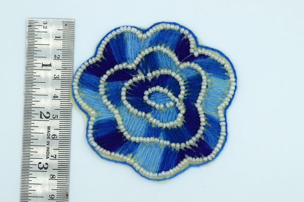 Big Dark Blue Rose Flower Buti (2 Pc) 3 inch