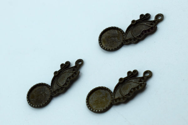 Butterfly With Stone Cavity Black Metal Charm (10 Pcs)