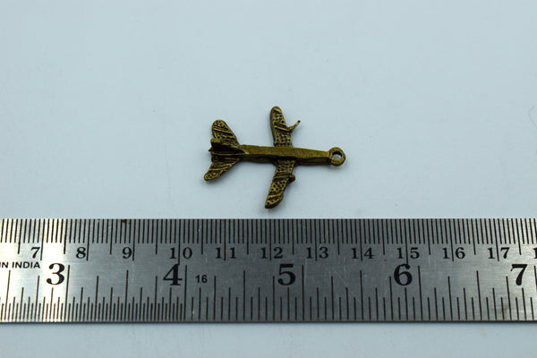 Airplane Black Metal Charm (10 Pc)