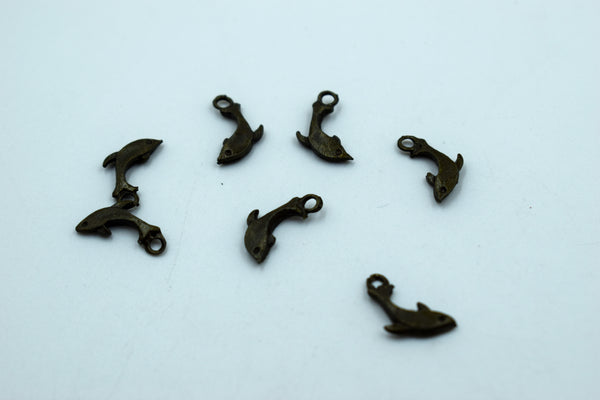 Mini Fish Black Metal Charm (10 Pc)