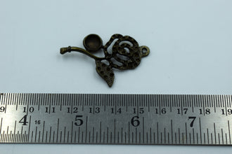 Beautiful Rose Black Metal Charm With Stone Cavities (10 Pc)