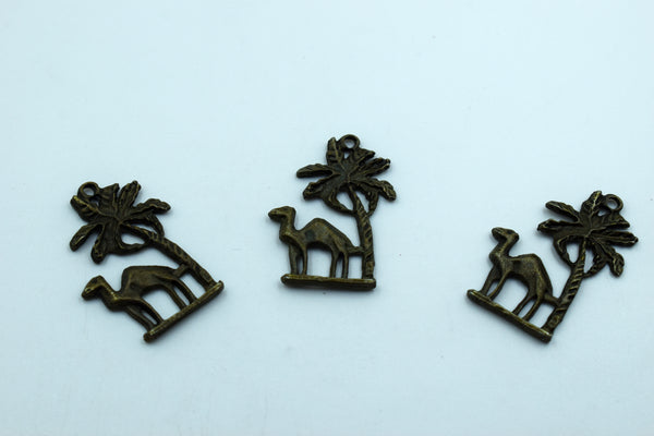Camel With Tree Black Metal Charm (10 Pc)