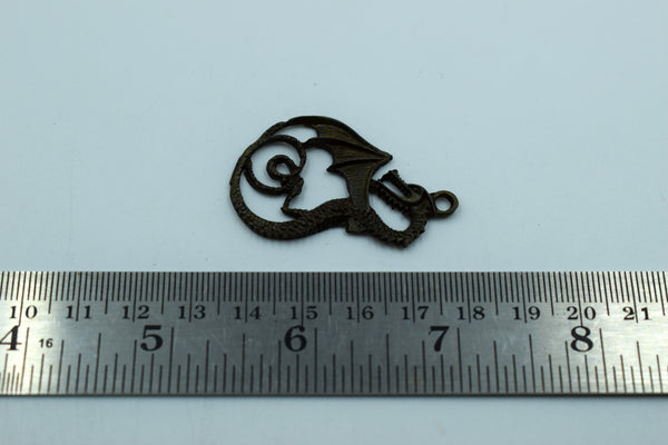 Black Polish Chinese Dragon Metal Charm (10 Pc)