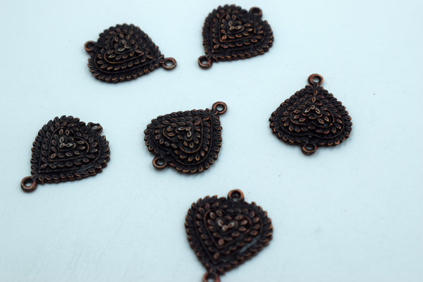 Black Polish Beautiful Heart Pendant For Bracelets (10 Pc)