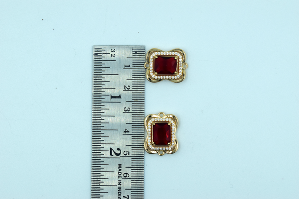American Diamond Pendant With Red Stone (2 Pc)