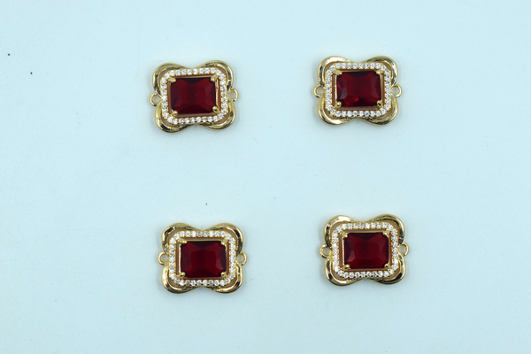 American Diamond Pendant With Red Stone (2 Pc)