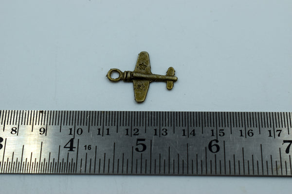 Cute Airplane Black Metal Charm (10 Pc)