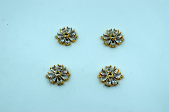 American Diamond Flower Design Golden Base Pendant (2 Pc)