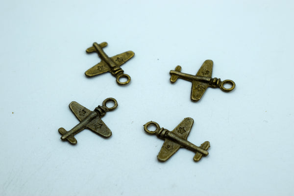 Cute Airplane Black Metal Charm (10 Pc)