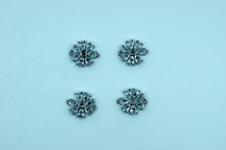 American Diamond Flower Design Golden Base Pendant (2 Pc)