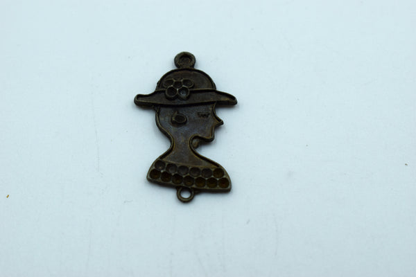 English Lady Black Metal Charm (10 Pc)
