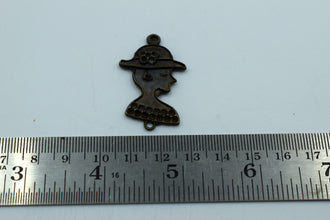 English Lady Black Metal Charm (10 Pc)