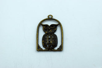 Owl In Cage Black Metal Charm (10 Pc)