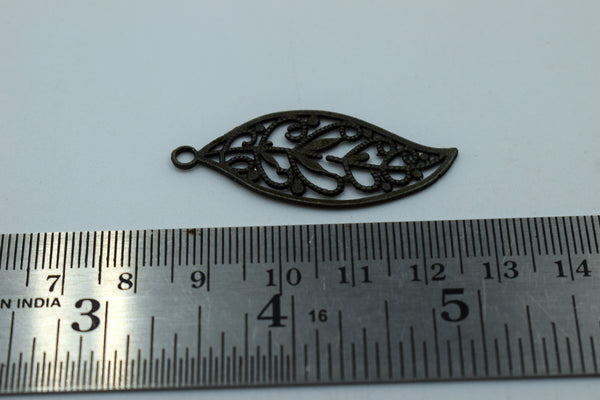Leaf Black Metal Charm (10 Pc)