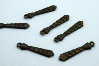 Necktie Black Metal Charm (10 Pc)