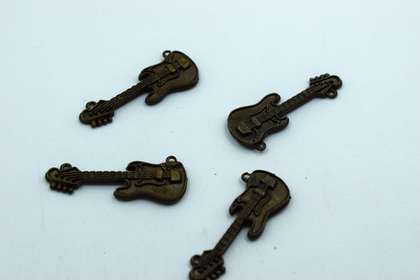 Cute Guitar Black Metal Charm (10 Pc)