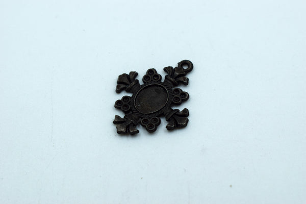 Cross With Stone Cavity Vintage Design Black Metal Charm (10 pc)