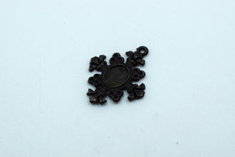 Cross With Stone Cavity Vintage Design Black Metal Charm (10 pc)