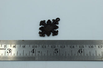 Cross With Stone Cavity Vintage Design Black Metal Charm (10 pc)